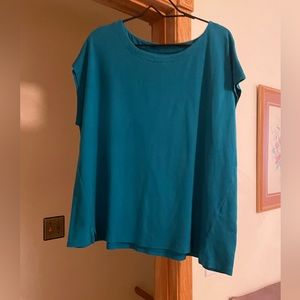 Eileen Fisher dark turquoise cap sleeve cotton top